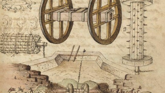 Sketchbook on military art, including geometry, fortifications, artillery, mechanics, and pyrotechnics, ms., séc. XVII, Lessing J. Rosenwald Collection, Library of Congress, Washington