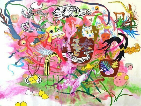Jiha Moon, "Mama Dance," 2013, Ink and acrylic on Hanji paper. Courtesy of Ryan Lee, New York