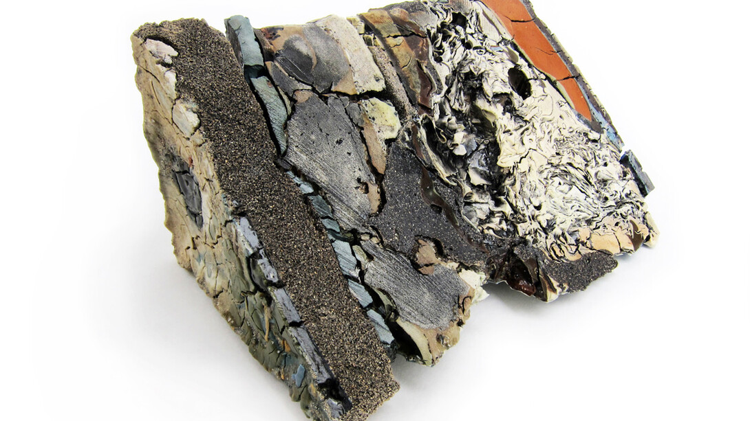 Jonathan Mess, Landfill No. 21 Northeastern Cross Section,Reclaimed ceramic materials,18 x 32 x 23 cm, 2012. Courtesy of Gallery 8