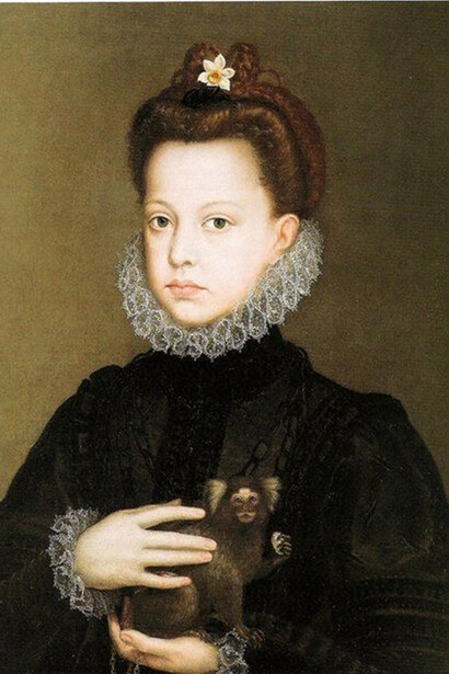 Alonso Sanchez Coello, Ritratto dell'Infanta Isabella Clara Eugenia con la sua scimmietta