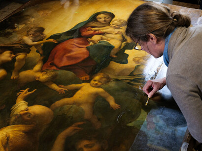 Conservation of Correggio's Madonna of Saint Sebastian. Courtesy of Albertinum Museum