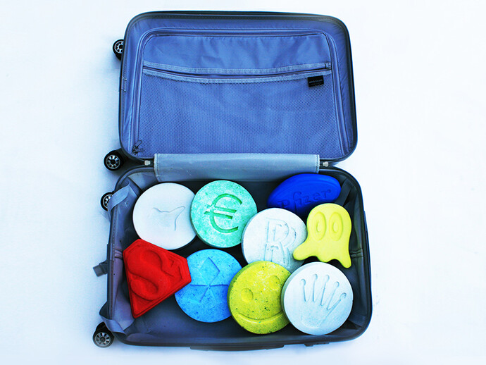 Dean 'Zeuz' Colman, Nothing To Decare, Moulded Alpha Plaster in Carry-On Suitcase, 68 x 45 x 46 cm