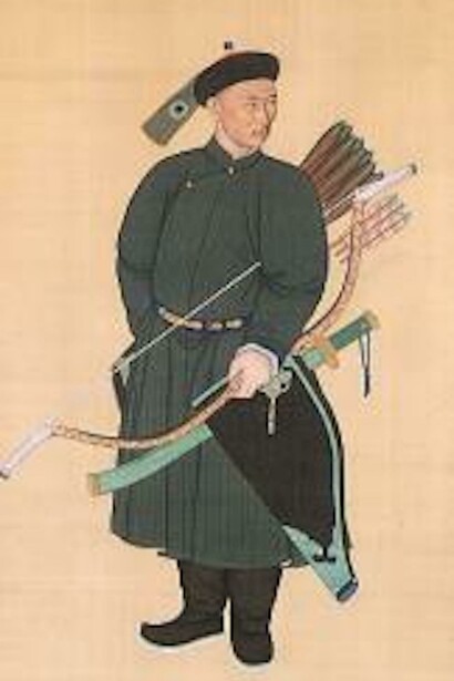 Unidentified Artist Chinese, 18th century, Portrait of the Imperial Bodyguard Zhanyinbao
China, Qing dynasty (1644–1911), dated 1760
Hanging scroll; ink and color on silk. Painting and inscription: 74 1/4 x 37 7/16 in. (188.6 x 95.1 cm). Overall with mounting: 130 1/2 x 46 3/8 in. (331.5 x 117.8 cm). Overall with knobs: 130 1/2 x 50 1/4 in. (331.5 x 127.6 cm). Purchase, The Dillon Fund Gift, 1986
1986.206
