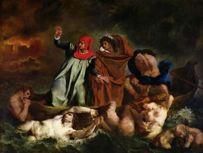 Eugène Delacroix; La barca de Dante, 1822, Museo de Louvre, París (detalle)