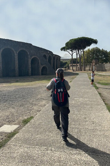 Brenda Lee Bohen in Pompeii theater, Italy