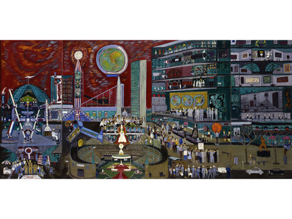 Ralph Fasanella, Modern Times, 1966, oil on canvas, Smithsonian American Art Museum, Gift of Maurice and Margo Cohen, Birmingham, MI. © 1966, Estate of Ralph Fasanella
