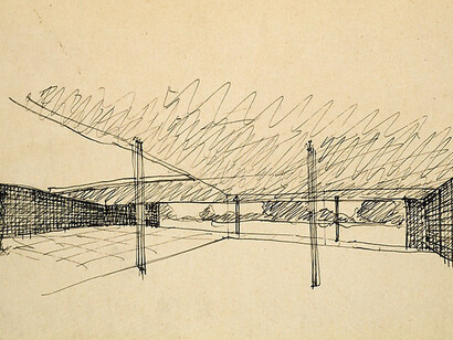 Ludwig Mies van der Rohe, American, born Germany, 1886-1969, Court House Studies: Interior Views Showing Steel Columns, c. 1931-1938