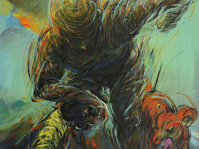 Jian Jun An, Run, Acrylic on Canvas, 38 x 24, detail, Fragmented Reality

