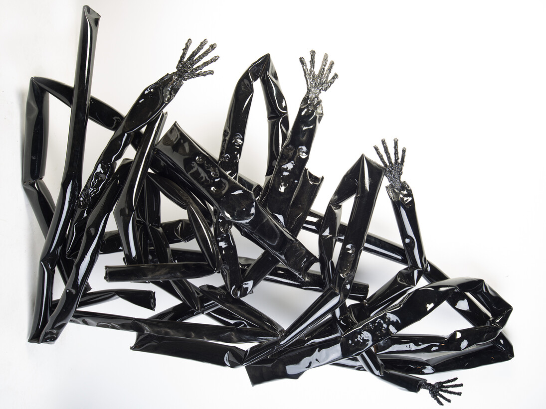 Wasil, Saddek, In Resistance, 2014, From the Contortion Series, Scrap metal, car paint, 220 x 125 cm