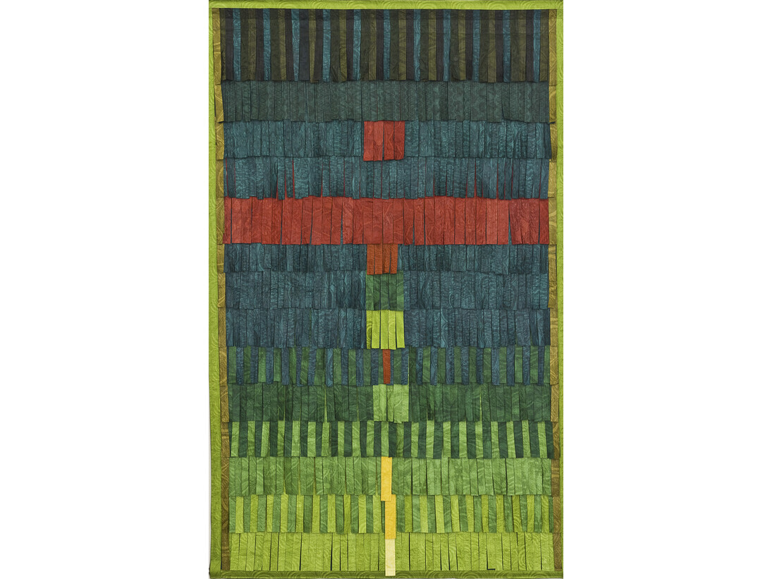 Abdoulaye Konaté, Composition: No. 10 (vert), 2014, Textile, 234 x 147 cm / (92⅛ x 57⅞ in) © the artist, Image Courtesy of the Artist and Blain|Southern, Photographer: Christian Gläser, 2015