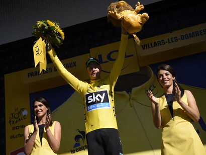 Chris Froome sul podio
