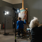Restoration of the Ghent Altarpiece, exhibition view. Courtesy of Musée des Beaux-Arts de Gand