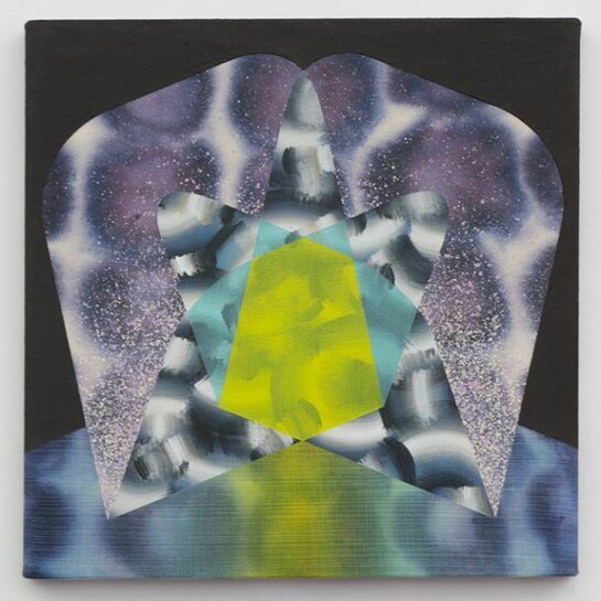 Nichole van Beek, The Two of You, 2013, acrylic and fiber paste on canvas, 15 x 15 inches. Courtesy of the artist and Jeff Bailey Gallery, New York