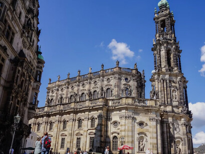 The Hofkirche and the Semperoper stand side by side, showcasing Dresden’s historic charm