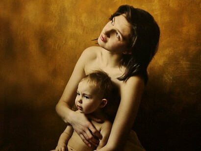 Retrato de una madre con su hijo