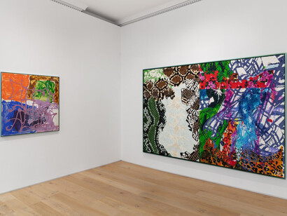 Ida Ekblad, Eat an eggplant, exhibition view. Courtesy of Galerie Max Hetzler