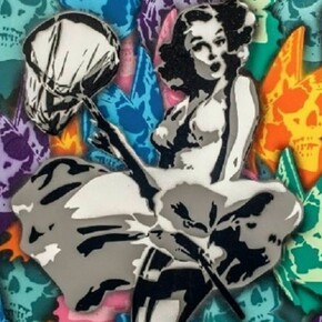 Rich Simmons, Pin-Up Butterfly, 3D Multicoloured, Spray Paint on Canvas, 48 inches x 36 inches
