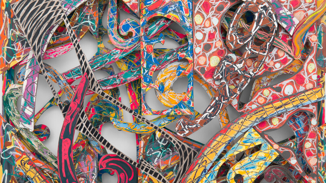 Frank Stella, Mosport 4.75x, 1982. Alkyd and magna on etched magnesium, 114 x 126 x 24 inches