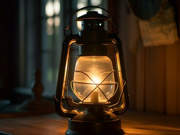 A glowing kerosene lamp illuminating the darkness, representing clarity found in moments of uncertainty