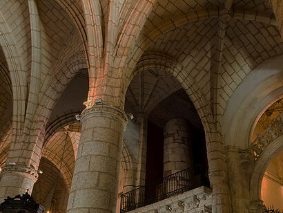 Interior of The Cathedral of Santa María la Menor, the first and oldest cathedral in the Americas that was begun in 1504 and completed in 1550, in Ciudad Colonial, the historic central neighborhood of Santo Domingo, in the Dominican Republic