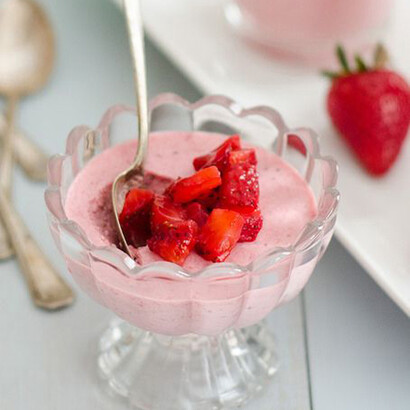 Mousse de fresas. Fotografia