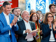 El presidente de Brasil, Lula da Silva, y su par español, Pedro Sánchez, en el Global Progressive Mobilisation (GPM), celebrado en Barcelona, España, el 18 de abril de 2026. Fotos: Ricardo Stuckert/PR