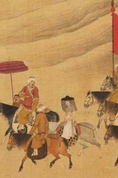 Unidentified Aatist (early 15th c.) after Song Academy painter, Eighteen Songs of a Nomad, Flute: The Story of Lady Wenji, Early 15th century, Handscroll; ink, color, and gold on silk 
Image: 11 1/4 in. × 39 ft. 3 in. (28.6 × 1196.3 cm) (471”). Ex coll.: C. C. Wang Family, Gift of The Dillon Fund, 1973, 1973.120.3