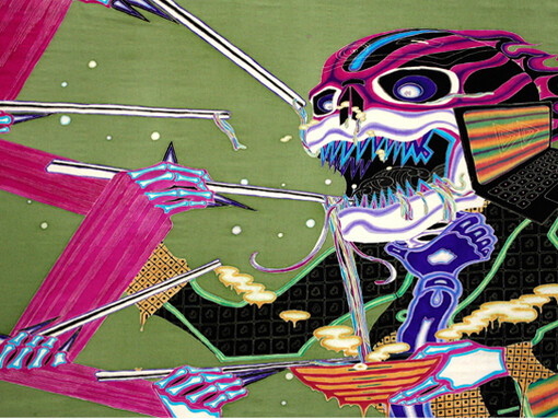 Toru Ishii, On the Soba Shop, Yuzen Dyeing on silk, Wood Frame, 2013, © Toru Ishii