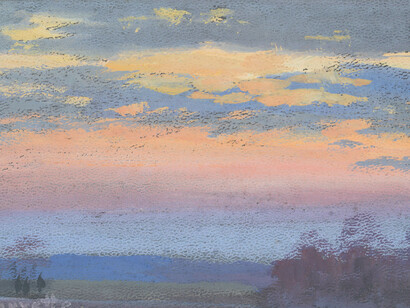 Louis Douzette, Abendhimmel über einer landschaft, Gouache (detail). Courtesy of Gemäldegalerie