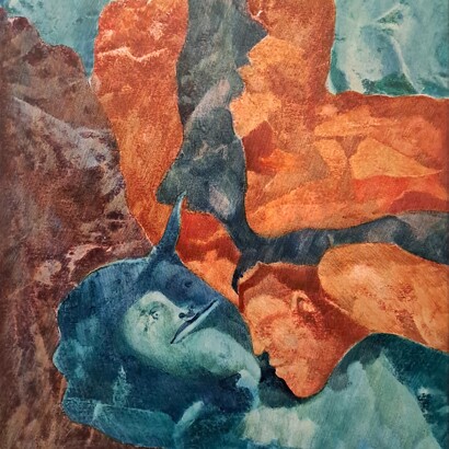 Agostino De Romanis, Born from the Green Stone, mixed media on fiberboard, 50 x 35 cm, 2007, detail