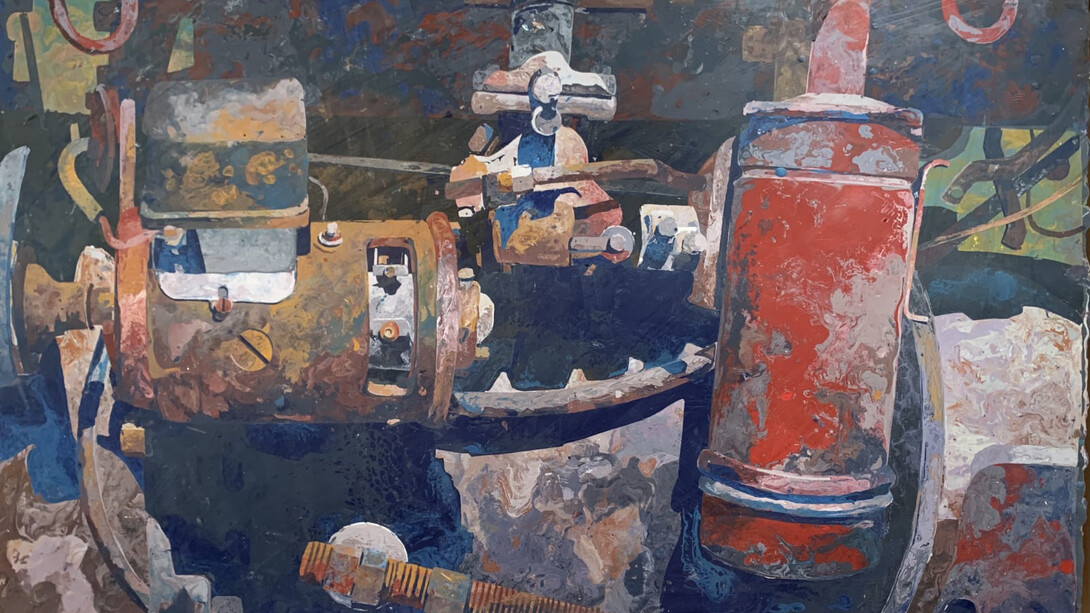 Dana Brown, This is Now (detail), 2023. Encaustic, 15 x 24 inches, 16-1/2 x 25-1/4 inches framed. Courtesy of Momentum Gallery