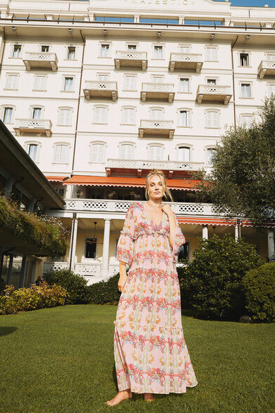 Kaftano in morbido chiffon color rosa