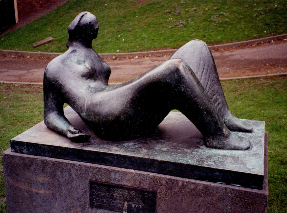 Draped Reclining Figure, 1979, originally sited outside the civic centre in Castleford. Image courtesy Wakefield Permanent Art Collection archive 