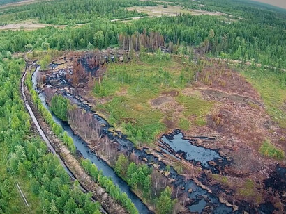 Komi oil spill, near Usinsk, Russia