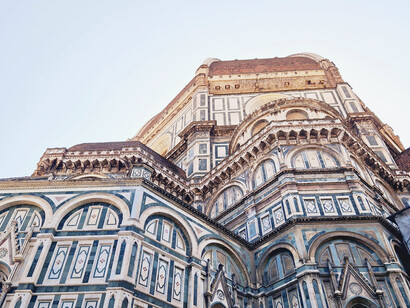 Bottom view of the imposing Florence Cathedral, Florence Italy