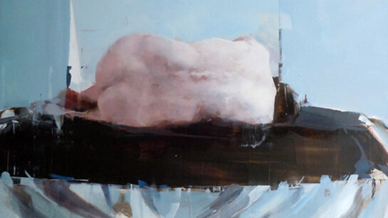 J.F.H. with Black and Blue, 2009, Oil on panel, 16 x 22 inches