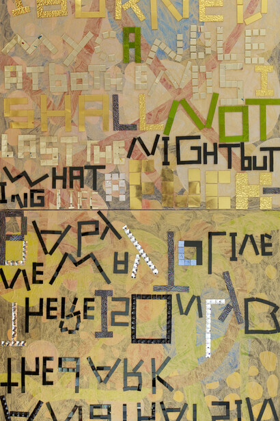 Samuel Jablon, Simple Country Girl, 2013, Arcylic and glass tile on wood, 76 x 46. Courtesy of the artist and Freight+Volume