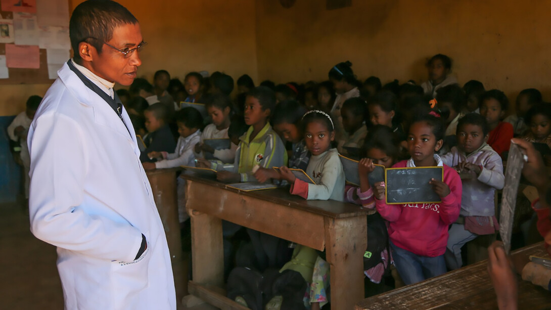 A classroom in the public primary school of Ianjanina, rural Madagascar, where children from extremely poor households are supported by a cash transfer programme that promotes school attendance