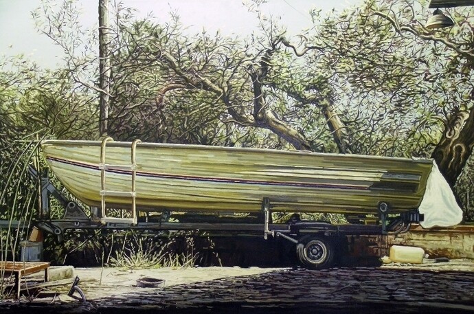 Andrea Di Marco, Lancia, 2007, olio su tela, 200 x 300 cm