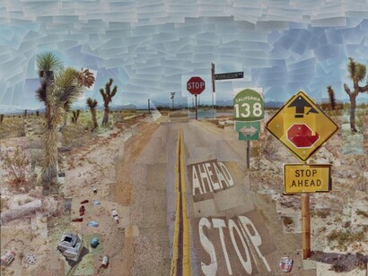 David Hockney, Pearblossom Hwy., 11–18 April 1986, #1, Photographic collage, 47 x 64 1/2”
J. Paul Getty Museum, Los Angeles © David Hockney