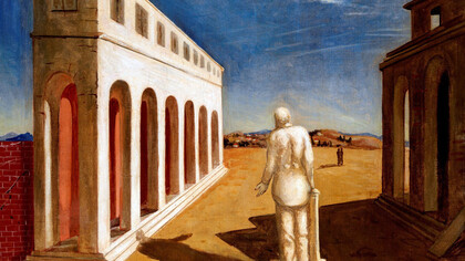 Giorgio de Chirico, Piazza d'Italia (Souvenir d'Italie), 1924-25, olio su tela, MART di Trento e Rovereto, Collezione L.F. © Archivio Fotografico e Mediateca MART © Fondazione Giorgio e Isa de Chirico, Roma
