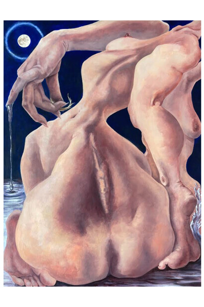 Meg Rossetti, Night Swim, 2023, oil on canvas, 24x18 inches. Courtesy the artist and Voltz Clarke Gallery, NYC