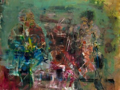 Robert Muntean, Master and Everyone, 2014, oil on canvas, 180 x 210 cm