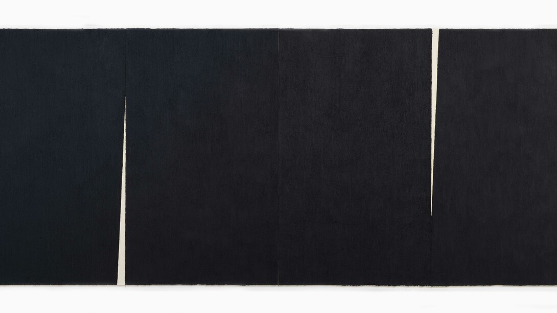 Richard Serra,  Triple Ri  #3, 2018, Paints ck on handmade Japanese paper 9 feet 3 inches x 22 feet
(2.82 x 6.71 m). © Richard Serra/ DACS, London, 2018. Photo by Rob McKeever. Courtesy the ar st and Gagosian