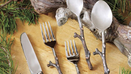 Antique Copper Twig Flatware Set  