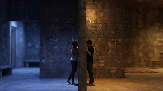 Two people stand on opposite sides of a wall, symbolising emotional distance and the difficulty of communication