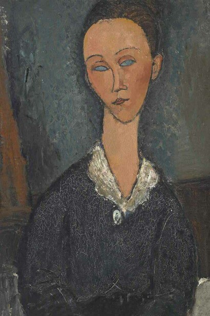 Amedeo Modigliani, Femme au col blanc, 1917, olio su tela, particolare