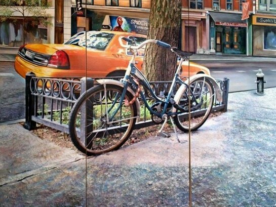 Robert Mielenhausen, "Summertime", 60 x 74 in, Triptych, Mixed-media