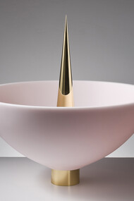 Ludovico Bomben, Acquasantiera, 2015, corian and brass, cm 40 x 32 x 32. Ph Marco Diodà. Courtesy the artist