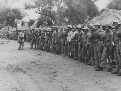 Tropas paraguayas en el Fortín Alihuata. Guerra del Chaco, 1932